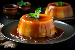 stock photo of french crme caramel food photography AI Generated