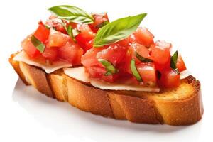 bruschetta white isolated background Food Photography AI Generated photo