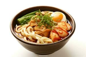 udon japanese white isolated background Food Photography AI Generated photo