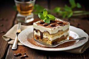 stock photo of tiramisu food photography studio light AI Generated