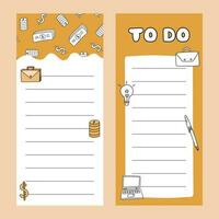 Cute scrapbook templates for planner, notepad, online diary. Notes, to do, to buy and other. Can be used for writing notes, ideas, work and home plans, keeping track of the budget. Printable vector