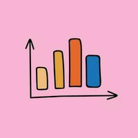 Cute hand drawn clipart of chart, graph. Infographic business element for presentations, statistic, reports. Vector illustration isolated on background with hand drawn doodle outline.