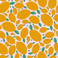 Cute and colorful vector seamless hand drawn pattern with bright and juicy lemon. Can be used at the posters, wrapping paper, for fabric, bedclothes, notebook, packages, gift paper.