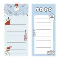 Cute scrapbook templates for planner with blank to do list with hand drawn christmas and new year Illustration. Printable, editable. For school and university schedule. Empty list of everyday tasks. vector