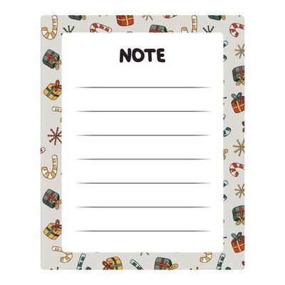 Cute scrapbook templates for planner with blank list for notes with hand drawn christmas and new year Illustration. Printable, editable. For school, university schedule. Empty list of everyday tasks.