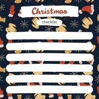 Scrapbook template of Christmas checklist for planner with blank to do before New year with hand drawn Illustration. Printable, editable. For school and university schedule. Empty list of tasks. vector