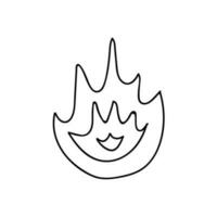 Trendy hand drawn fire. Symbol of deadline in doodle style. Business icon about time on project, deadlines, dates, achievement tasks on right time. Vector illustration isolated on the background