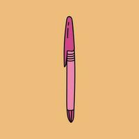 Cute hand drawn pen in a simple and naive cartoon style. For writing notes in planner, sign business contract, write down lectures in the university. Vector illustration isolated on the background