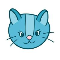 divertido, vistoso y linda gato cara cerca arriba. vector garabatear con mano dibujado contorno aislado en blanco antecedentes. hogar mascota ilustración para pegatinas, planificadores, chatarra elementos, social medios de comunicación