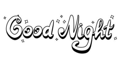 Hand drawn colorful calligraphic lettering of wish good night and sweet dreams. Vector typography poster. Can be used on pillow, bed linen, fabric, stickers, toys. Cute card, poster, banner design.