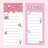 Cute scrapbook templates for planner, notepad, online diary. Notes, to do, to buy and other. Can be used for writing notes, ideas, work and home plans, keeping track of the budget. Printable vector