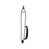 Cute hand drawn pen in a simple and doodle cartoon style. For writing notes in planner, sign business contract, write down lectures in the university. Vector illustration isolated on the background