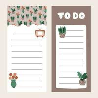 acogedor álbum de recortes plantillas para planificador. notas, a hacer, a comprar, a leer con ilustraciones acerca de hogar interior en boho estilo. con imprimible, editable ilustraciones. para escuela, Universidad calendario vector