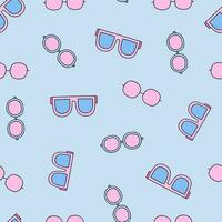 Cute and colorful vector seamless hand drawn pattern with sunglasses, eyeglasses and goggles. Can be used at the posters, wrapping paper, for fabric, bedclothes, notebook, packages, gift paper