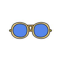 Hand drawn cute and trendy doodle of sunglasses for summer season. Accessory against bright sun and ultraviolet. Vector illustration isolated on the background