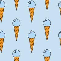 Cute and colorful vector seamless hand drawn pattern with ice cream. Can be used at the posters, wrapping paper, for bedclothes, socks, towels, notebook, postcard, packages, gift paper