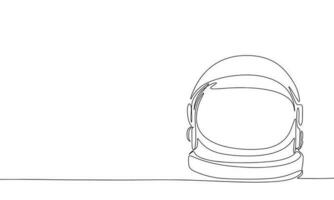 Space suit helmet outline. Helmet silhouette. One line continuous vector illustration. Line art, outline, vector