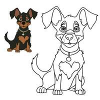 Dog Coloring Page, Cut Dog Character For Coloring Book. Puppy outline. Cartoon little dog. Coloring book. Cartoon vector illustration