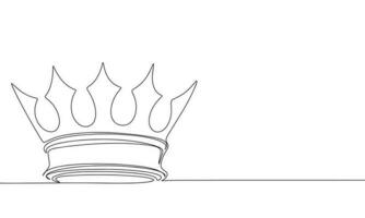 Crown silhouette, one line continuous vector illustration. Line art, outline, hand drawn royal banner concept.