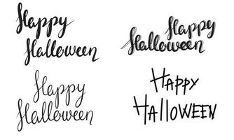 Set of four Happy Halloween typographic banners as handwriting vector illustration.