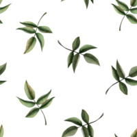 Watercolor seamless pattern with green leaves, simple floral background for wrapping paper, fabric, textiles, clothing and printing png