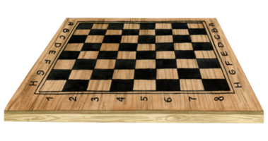 hölzern Schach Tafel Seite Aussicht Aquarell Illustration. Hand gezeichnet braun und schwarz leeren Schreibtisch mit Nein Stücke zum Schach Tag Designs png