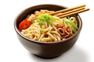 udon japanese white isolated background Food Photography AI Generated photo