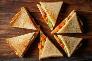 stock photo of sandwich triangle shape in kitchen table AI Generated