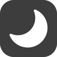 crescent moon icon in black square. png