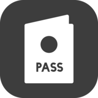 passport icon in black square. png