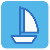 zeilboot vlak icoon in blauw vierkant. png