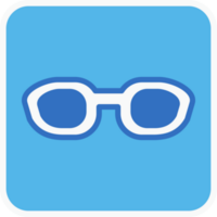 sunglasses flat icon in blue square. png