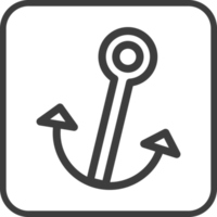 anchor icon in thin line black square frames. png