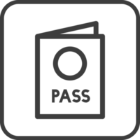 Reisepass Symbol im dünn Linie schwarz Platz Rahmen. png