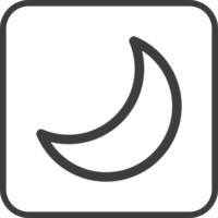 crescent moon icon in thin line black square frames. png