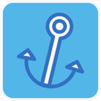 anchor flat icon in blue square. png