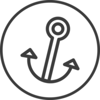 anchor icon in thin line black circle frames. png