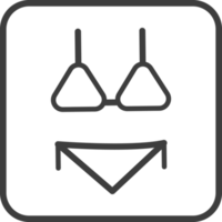 Bikini Symbol im dünn Linie schwarz Platz Rahmen. png