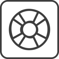lifebuoy icon in thin line black square frames. png