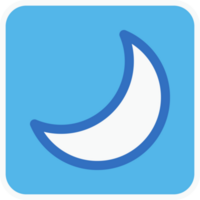 crescent moon flat icon in blue square. png