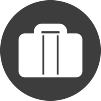 hand luggage icon in black circle. png