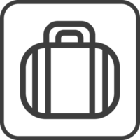 reizen bagage icoon in dun lijn zwart plein kozijnen. png