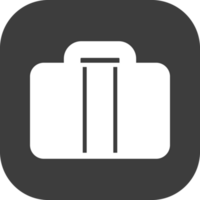 hand luggage icon in black square. png