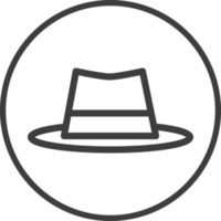 hat icon in thin line black circle frames. png