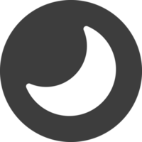 crescent moon icon in black circle. png