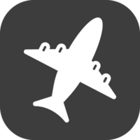 Airplane icon in black square. png