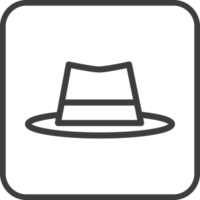 sombrero icono en Delgado línea negro cuadrado marcos png
