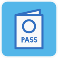 passport flat icon in blue square. png