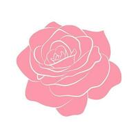 Rose flower outline icon, simple doodle egraving silhouette. Beauty elegant logo design. Graphic isolated symbol drawing. Flat shape, springtime card. vector