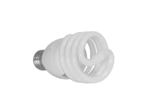 Close up of a energy saving fluorescent light bulb isolated transparent background png